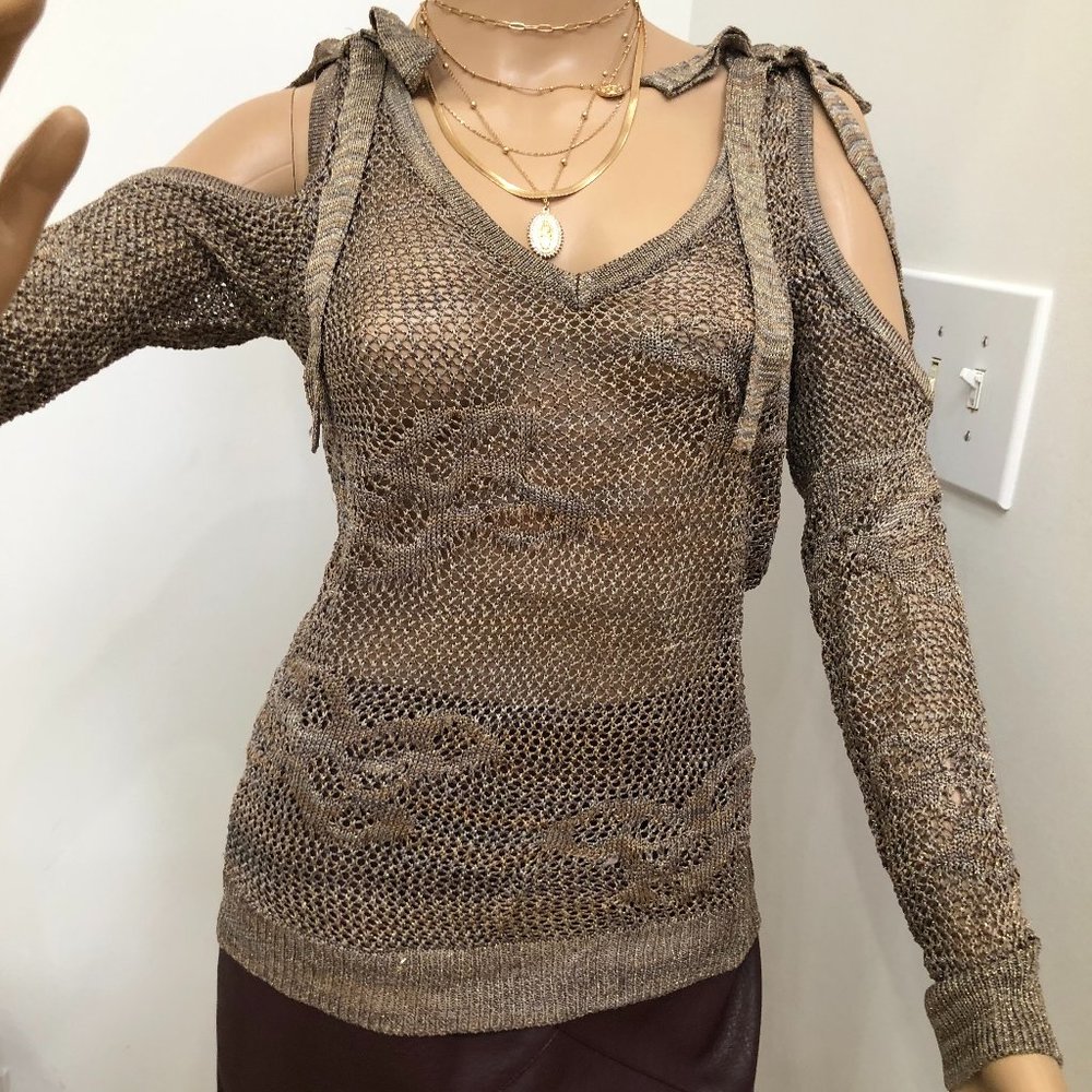 Sexy Cold-Shoulder Mesh Sweater!